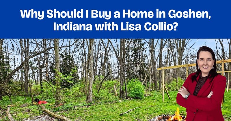 A wooded backyard with a wooden swing set and a fire pit.