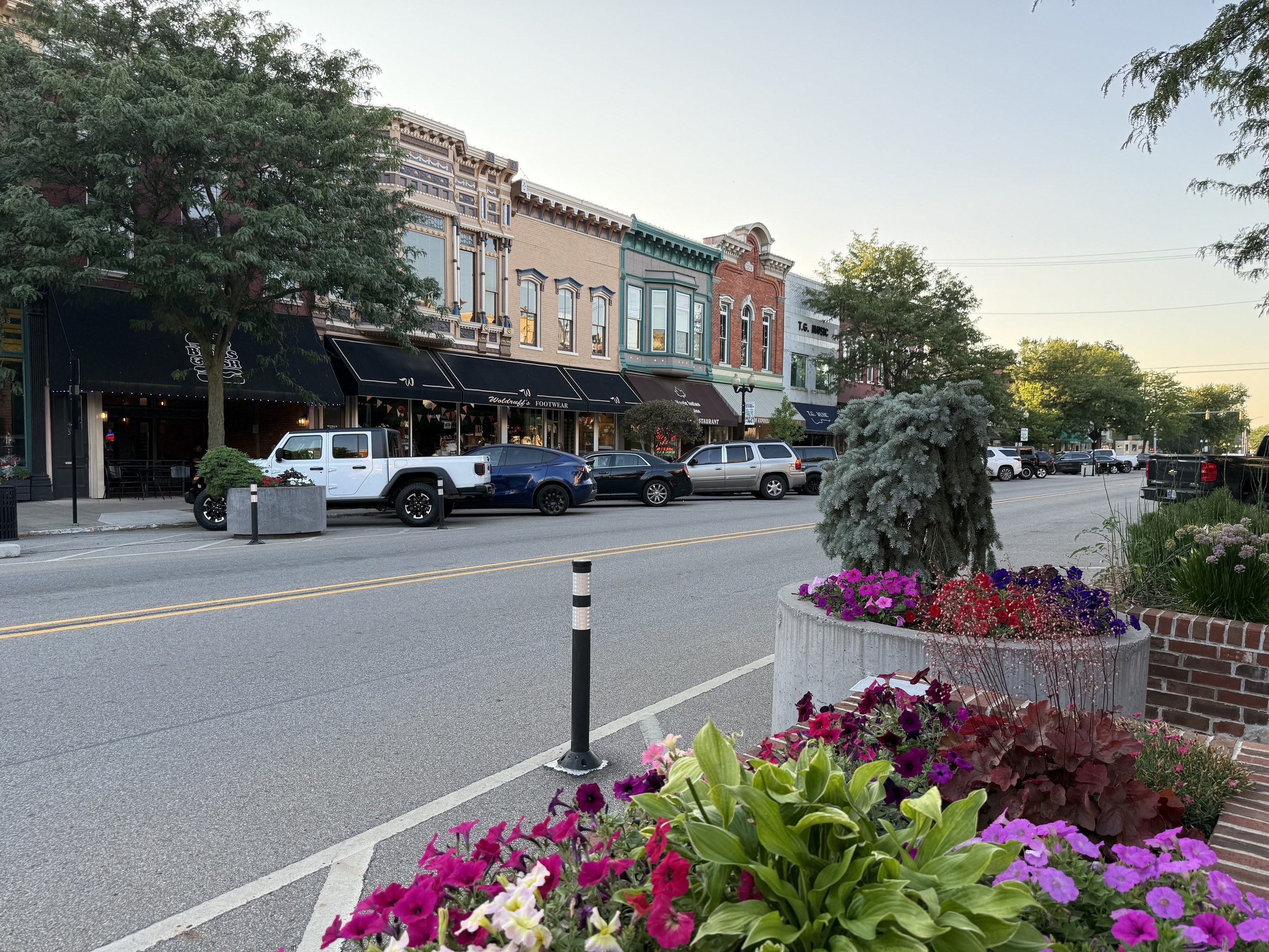 Una calle del centro de Goshen, Indiana.