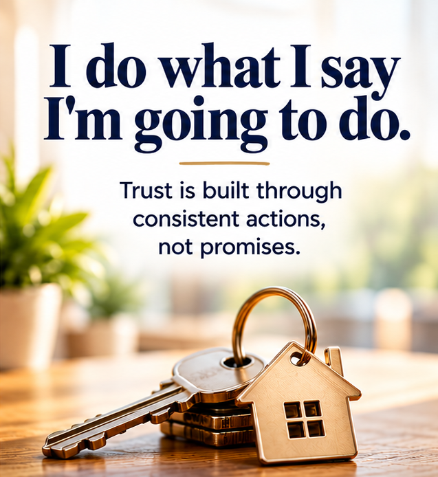 I do what I say I'm going to do. Trust is built through consistent actions, not promises.