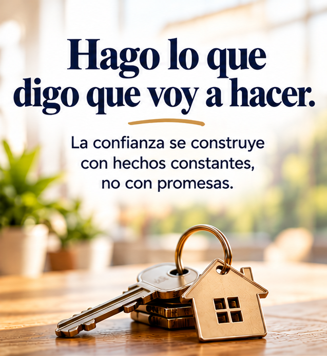 Hago lo que digo que voy a hacer. La confianza se construye con hechos constantes, no con promesas.