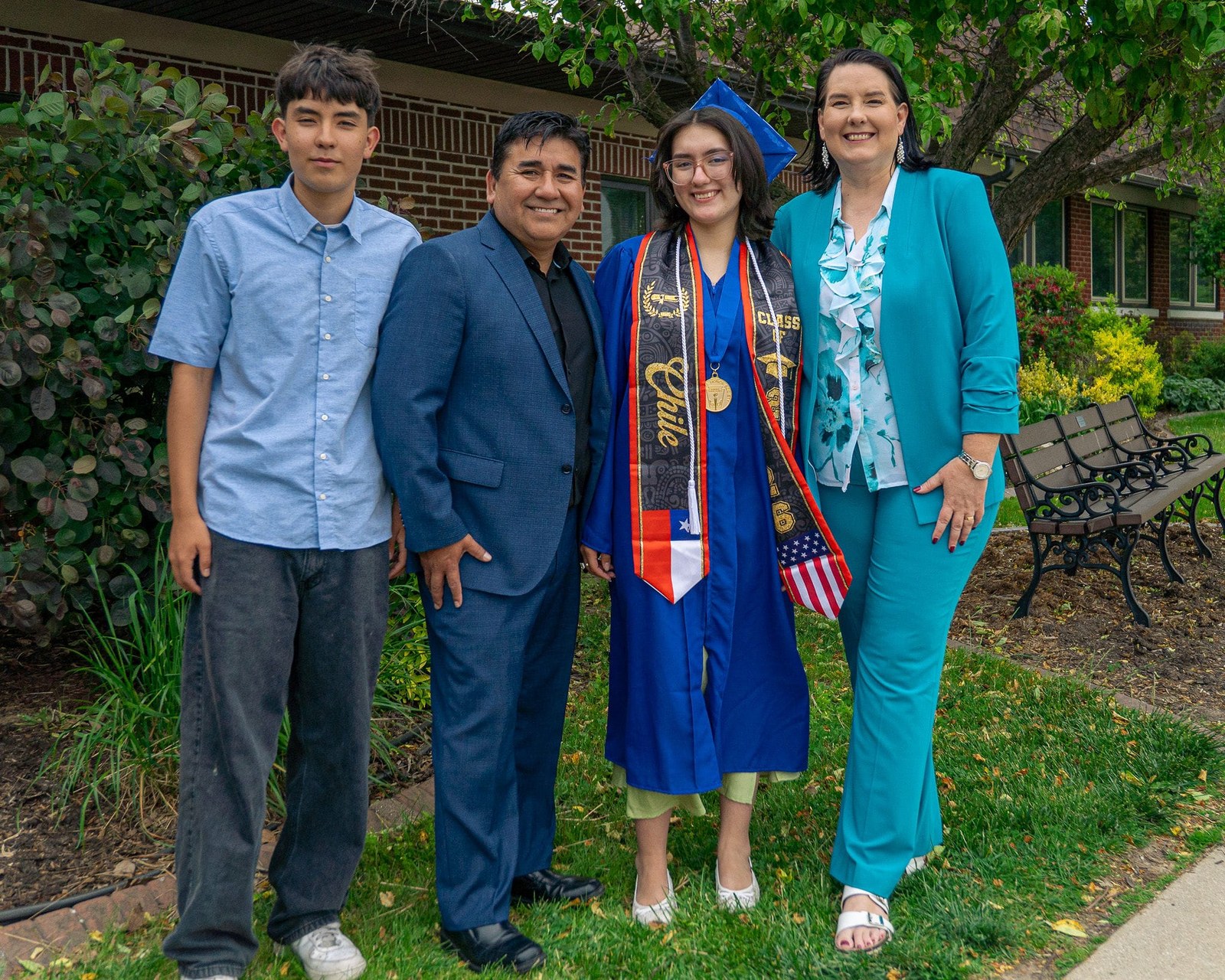 Lisa Collio with her family at a graduation.