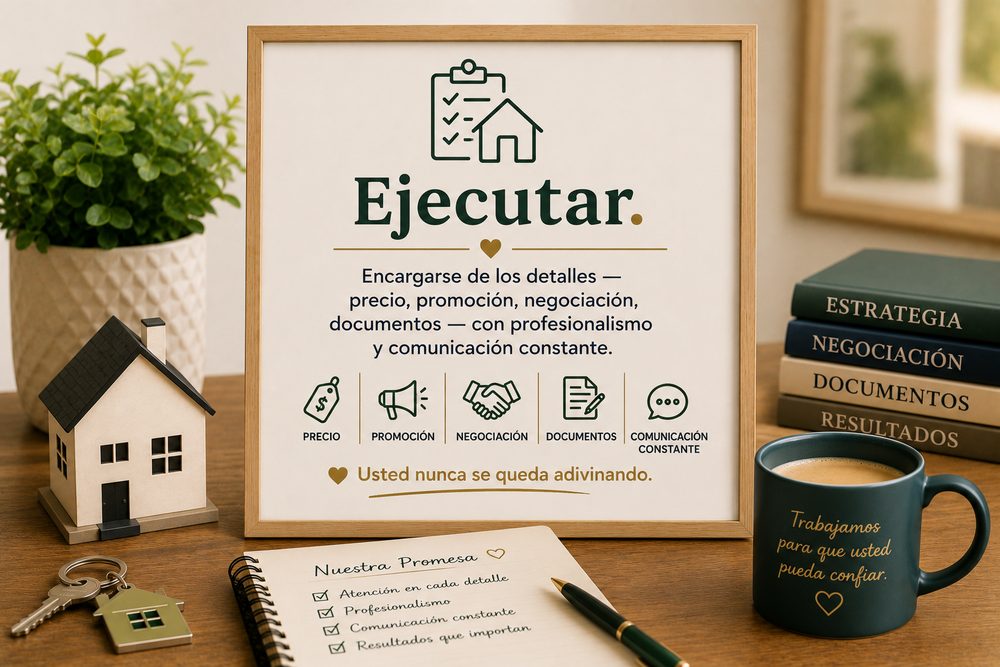 Ejecutar — encargarse del precio, la promoción, la negociación y los documentos